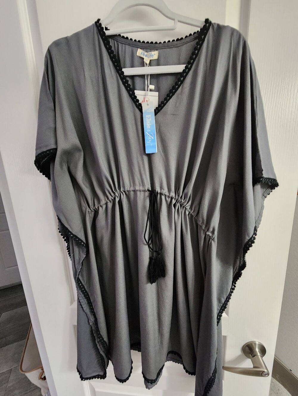 Tie Waist Swim Coverup In Gray
